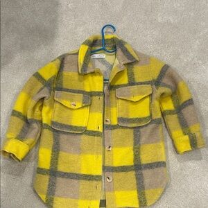 Zara Yellow and Gray Plaid Jacket